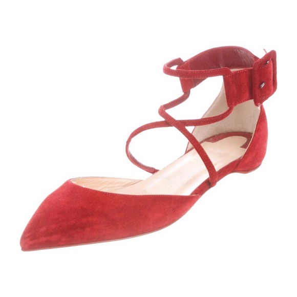 Christian Louboutin Shoes - 🍀HP!🍀Christian Louboutin Red Suede Suzanna Flats